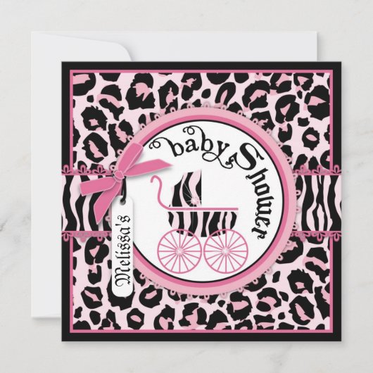 Invitation Baby shower rose de voiture d'enfant de vedette du (Devant)