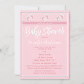 Invitation Baby shower rose d'empreinte de pas de fille (Devant)