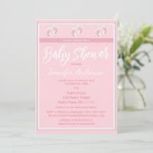 Invitation Baby shower rose d'empreinte de pas de fille (Debout devant)