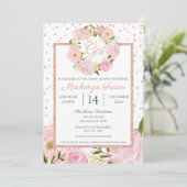 Invitation Baby shower Rose des filles de Peony rose Gold (Debout devant)