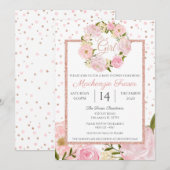Invitation Baby shower Rose des filles de Peony rose Gold (Devant / Derrière)
