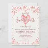 Invitation Baby shower Rose des Valentines d'or pour filles (Devant)