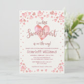 Invitation Baby shower Rose des Valentines d'or pour filles (Debout devant)