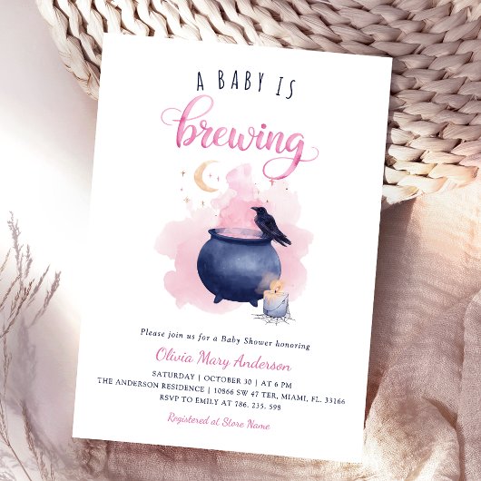 Invitation Baby shower rose d'Halloween