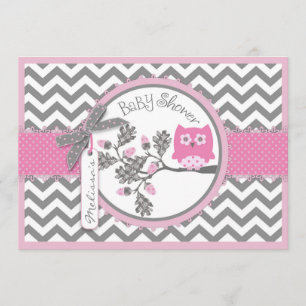 Invitation Baby shower rose d'impression de Chevron de hibou