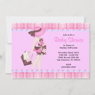 INVITATION BABY SHOWER ROSE DOUCE CUTE