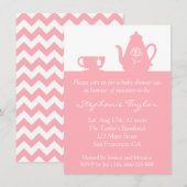 Invitation Baby shower rose doux, thé pour que la maman soit (Devant / Derrière)