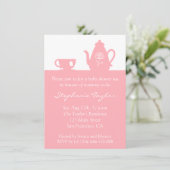 Invitation Baby shower rose doux, thé pour que la maman soit (Debout devant)