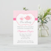 Invitation Baby shower rose doux, thé pour que la maman soit (Debout devant)