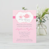 Invitation Baby shower rose doux, thé pour que la maman soit (Debout devant)