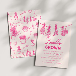 Invitation Baby shower rose du marché des fermiers cultivés l