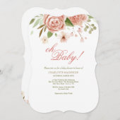 Invitation Baby shower Rose Dusty (Devant / Derrière)