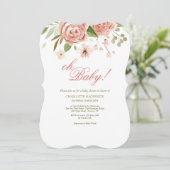 Invitation Baby shower Rose Dusty (Debout devant)