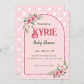 Invitation Baby shower rose élégant (Devant / Derrière)