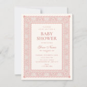 Invitation Baby shower rose élégant (Devant)