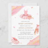 Invitation Baby shower rose Elegant Aquarelle Ballerina (Devant)
