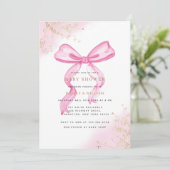 Invitation Baby shower rose Elegant Bow (Debout devant)