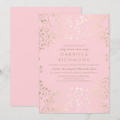 Invitation Baby shower rose élegant pour bébé d'or (Devant / Derrière)