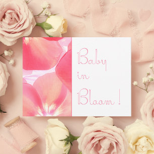 Invitation Baby shower rose en fleur