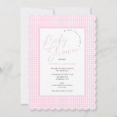 Invitation Baby shower rose En vichy (Devant)