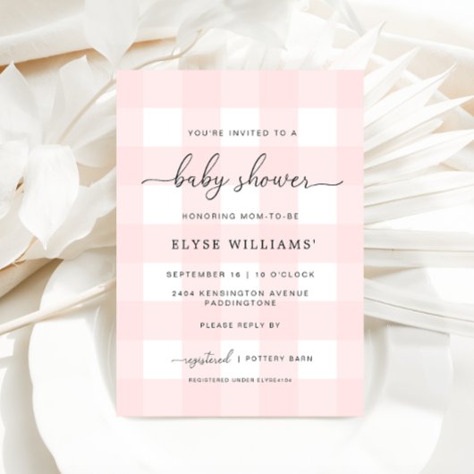Invitation Baby shower rose En vichy