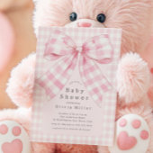 Invitation Baby shower rose En vichy Bow