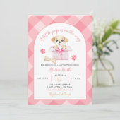 Invitation Baby shower rose En vichy chiot (Debout devant)