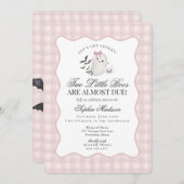 Invitation Baby shower rose En vichy Preppy Ghost Twins (Devant / Derrière)
