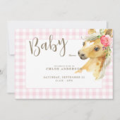 Invitation Baby shower rose En vichy rose (Devant)