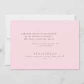 Invitation Baby shower rose En vichy rose (Dos)