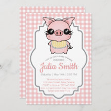 Invitation Baby shower rose En vichy rose
