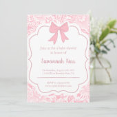 Invitation baby shower rose et blanc (Debout devant)