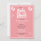 Invitation Baby shower rose et blanc (Devant)