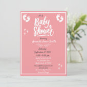 Invitation Baby shower rose et blanc (Debout devant)