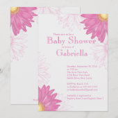 Invitation Baby shower rose et blanc moderne de marguerite de (Devant / Derrière)