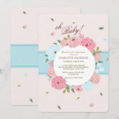 Invitation Baby shower rose et bleu (Devant / Derrière)