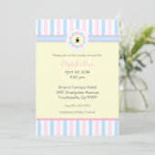 Invitation Baby shower rose et bleu (Debout devant)