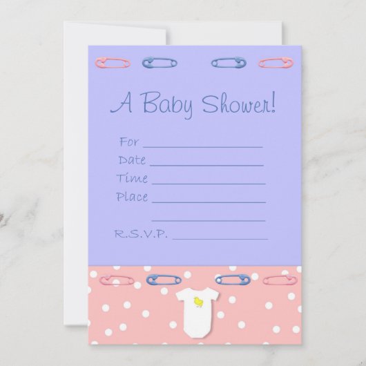 Invitation Baby shower rose et bleu (Devant)