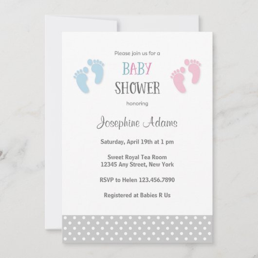 Invitation Baby shower rose et bleu (Devant)