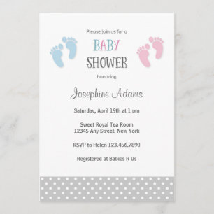 Invitation Baby shower rose et bleu