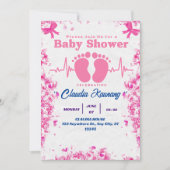 Invitation Baby shower rose et bleu fille (Devant)