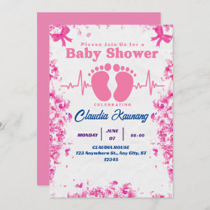 Invitation Baby shower rose et bleu fille