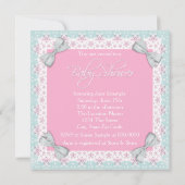 Invitation Baby shower rose et bleu Turquoise (Dos)
