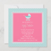 Invitation Baby shower rose et bleu Turquoise (Dos)