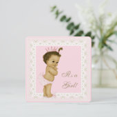 Invitation Baby shower rose et Brown (Debout devant)