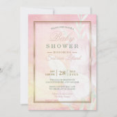 Invitation Baby shower Rose et corail aquarelle papillon (Devant)