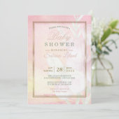 Invitation Baby shower Rose et corail aquarelle papillon (Debout devant)