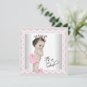 Invitation Baby shower rose et crème (Debout devant)