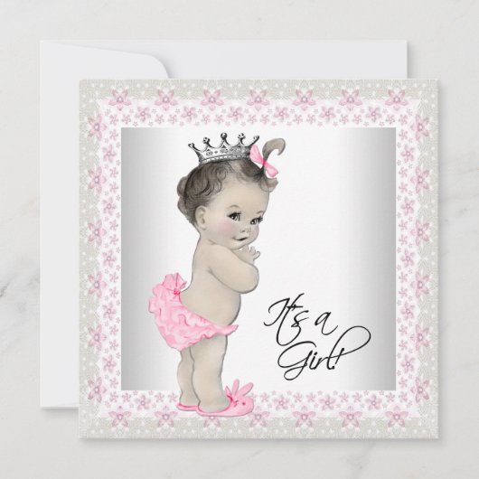 Invitation Baby shower rose et crème (Devant)