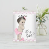 Invitation Baby shower rose et crème (Debout devant)